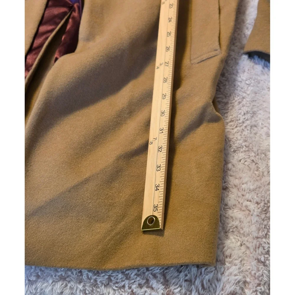 Michael Kors Mid-Length Single Breasted Camel Overcoat Mens 40R Wool Cashmere